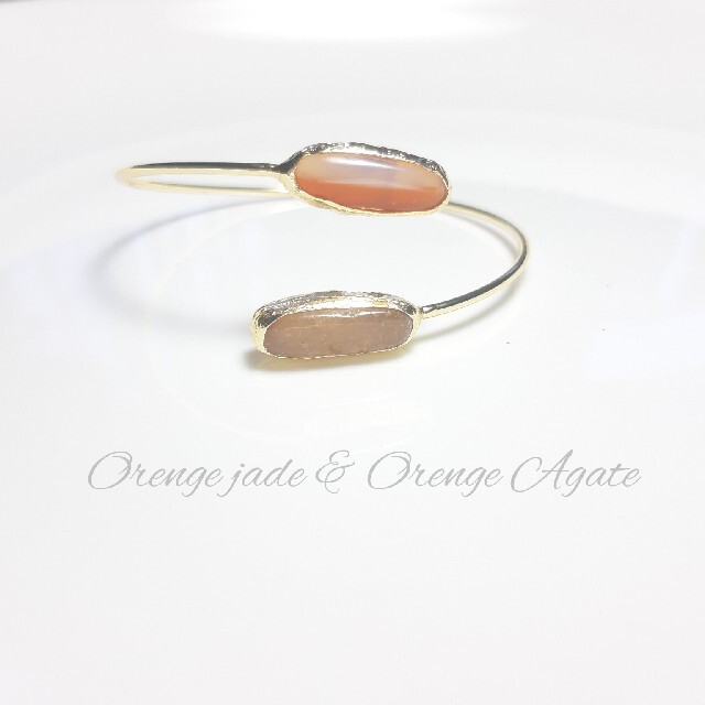 『Orange Jade&Orange Agate』世界でひとつの天然石バングル