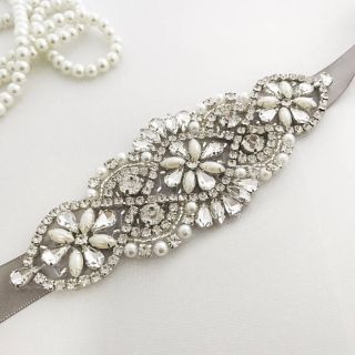 両面サテンリボン新入荷☆ビジューとパールのリストレット [B6]