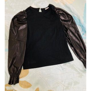 ザラキッズ(ZARA KIDS)のZARA●長袖Tシャツ●異素材ミックス●レザー風●デザイン●150(Tシャツ/カットソー)