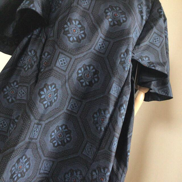 ほ　新古　大島紬　リメイク　ワンピース　ケープ袖　ポケット付き レディースの水着/浴衣(着物)の商品写真