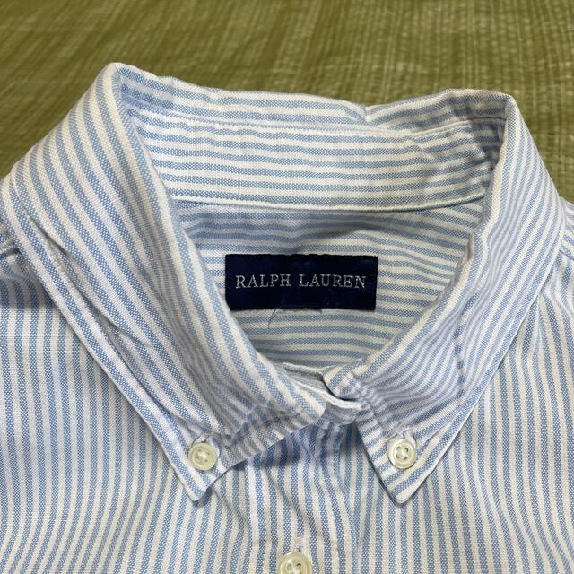 Ralph Lauren(ラルフローレン)のラルフローレン　ストライプシャツ　ブルー レディースのトップス(シャツ/ブラウス(半袖/袖なし))の商品写真