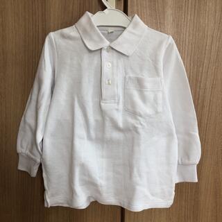 キッズ　長袖ポロシャツ　ホワイト　110(Tシャツ/カットソー)