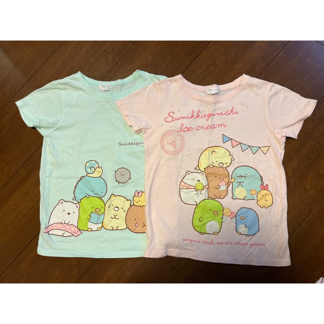 サンリオ(サンリオ)のお値下げ！すみっこTシャツ美品　2枚セット　130㎝ キッズ/ベビー/マタニティのキッズ服女の子用(90cm~)(Tシャツ/カットソー)の商品写真