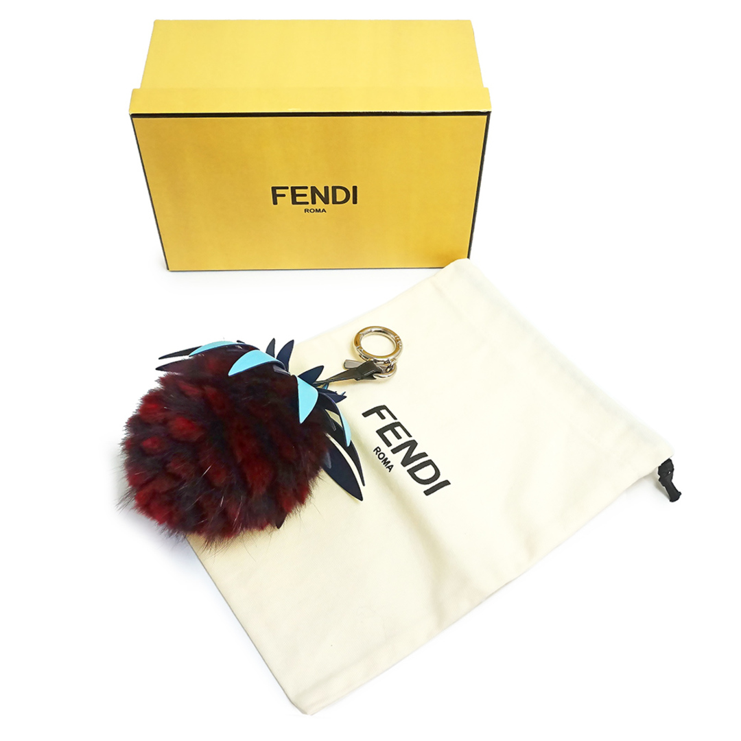 FENDI(フェンディ)のフェンディ FENDI Fruits  パイナップル フォックス バッグチャーム キーホルダー キーリング 7AR577 ブルー ボルドー （新品・未使用品） レディースのアクセサリー(チャーム)の商品写真