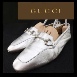 グッチ(Gucci)の正規本物 GUCCI グッチ ビット ローファー サボ メタルシルバー 梨花滝沢(ローファー/革靴)