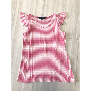ラルフローレン(Ralph Lauren)のラルフローレン　130 フリル　綿100% Tシャツ　ボーダー　ピンク(Tシャツ/カットソー)