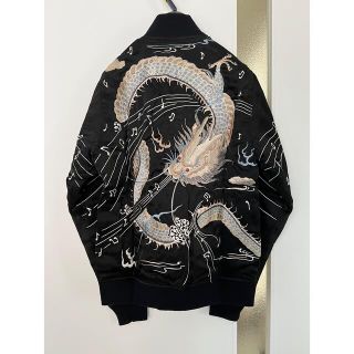 ヒステリックグラマー(HYSTERIC GLAMOUR)のヒステリックグラマー DRAGON刺繍 スカジャン ブラック S 新品未使用(スカジャン)