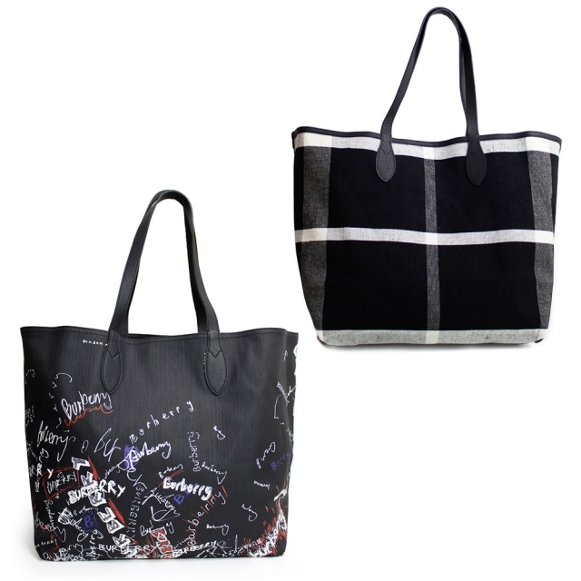 BURBERRY - バーバリー ドゥードル ラージ キャンバス トートバッグ