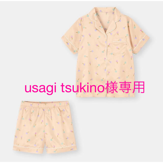 GU(ジーユー)のGW値下げ▸▹ジーユーʚ♥ɞ半袖サテンパジャマ アイスクリーム柄 ピンク レディースのルームウェア/パジャマ(パジャマ)の商品写真