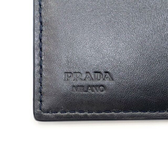 PRADA - プラダ オーストリッチ ダークネイビー 二つ折り財布(新品
