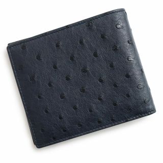 PRADA - プラダ オーストリッチ ダークネイビー 二つ折り財布(新品