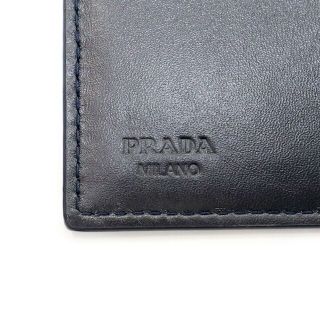 PRADA - プラダ オーストリッチ ダークネイビー 二つ折り財布(新品
