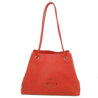 グッチ(Gucci)のグッチ GUCCI レザー トートバッグ 419689 赤 ゴールド金具(トートバッグ)