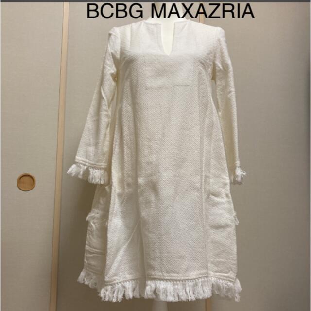 BCBGMAXAZRIA(ビーシービージーマックスアズリア)のBCBG MAXAZRIA フリンジワンピース　Aライン　チュニック　コットン レディースのワンピース(ひざ丈ワンピース)の商品写真