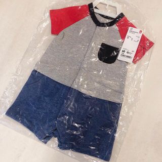 ユニクロ(UNIQLO)のユニクロ コーディネートショートオール カバーオール 半袖 60 ボディスーツ(カバーオール)