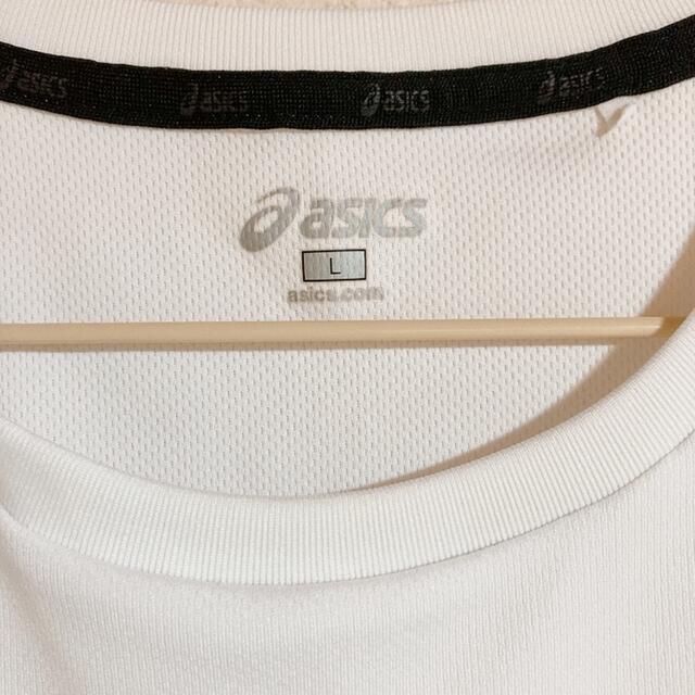 asics(アシックス)のアシックス ランニングTシャツ ホワイト×ピンク Lサイズ スポーツ/アウトドアのランニング(ウェア)の商品写真