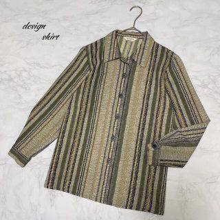 柄シャツ　総柄 古着　高級　デザインシャツ　オシャレ　レトロ　ストライプ  (シャツ)