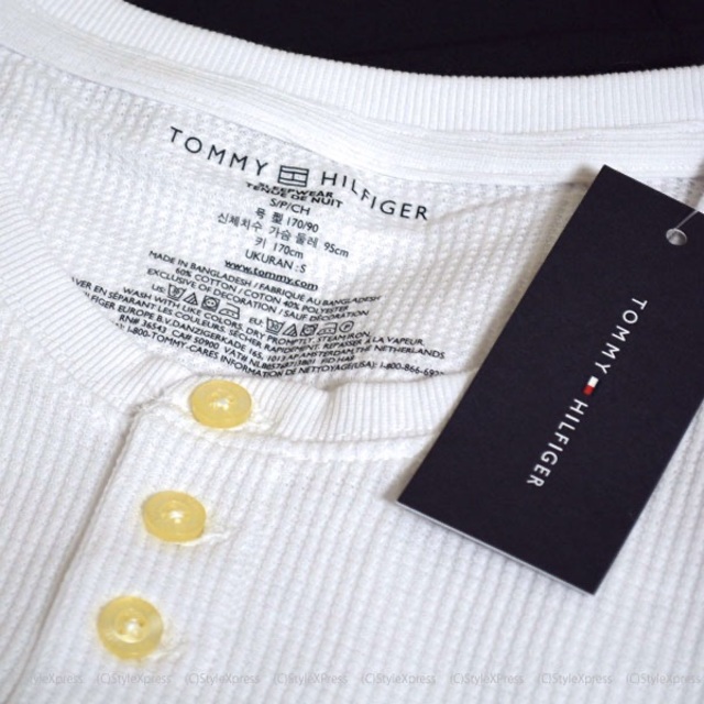 TOMMY HILFIGER(トミーヒルフィガー)の新品 トミーヒルフィガー 白 S M L XL ヘンリーネック ワッフルロンT メンズのトップス(Tシャツ/カットソー(七分/長袖))の商品写真