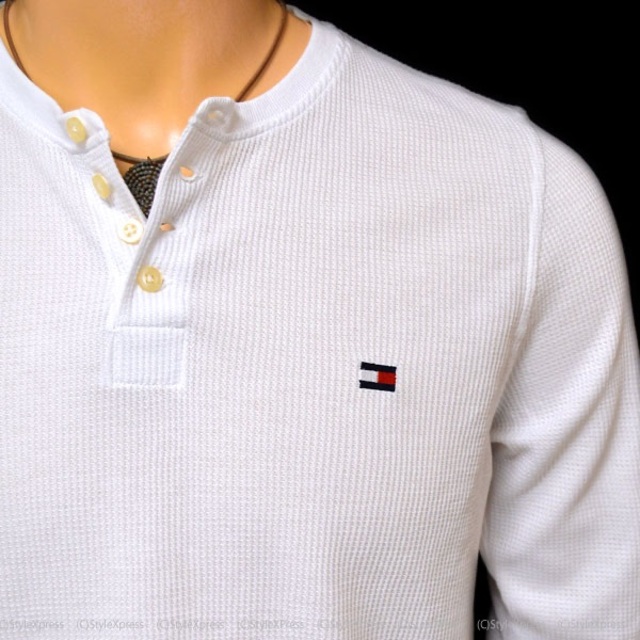 TOMMY HILFIGER(トミーヒルフィガー)の新品 トミーヒルフィガー 白 S M L XL ヘンリーネック ワッフルロンT メンズのトップス(Tシャツ/カットソー(七分/長袖))の商品写真