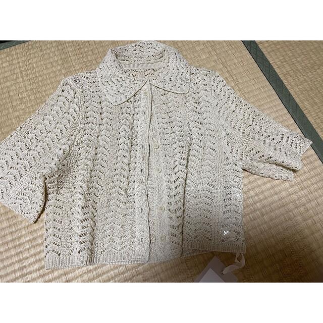 TODAYFUL(トゥデイフル)のTODAYFUL Lace Knit Shirts  アイボリー　新品未使用 レディースのトップス(シャツ/ブラウス(長袖/七分))の商品写真