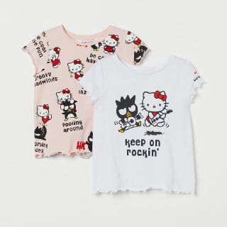 エイチアンドエム(H&M)のH&M120/130㎝キティちゃんバッドばつ丸 プリントTシャツ2枚セット(Tシャツ/カットソー)