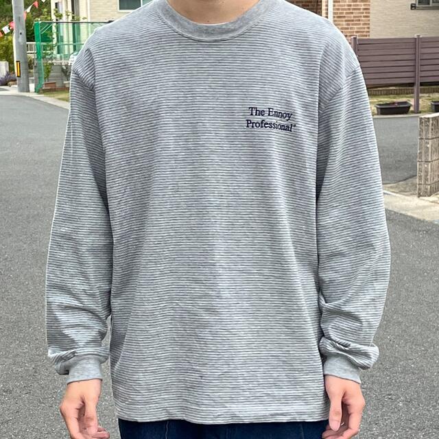 1LDK SELECT(ワンエルディーケーセレクト)のennoy ロンT GRAY × NAVY メンズのトップス(Tシャツ/カットソー(七分/長袖))の商品写真