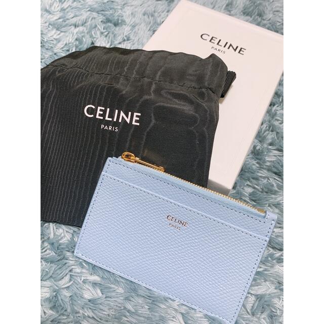 ★CELINE  ジップ付きカードホルダー ブルー★