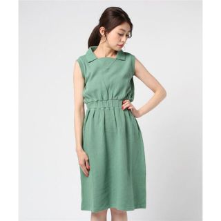 フレッドペリー(FRED PERRY)のFRED PERRY Sleeveless Pique Dress グリーン(ひざ丈ワンピース)