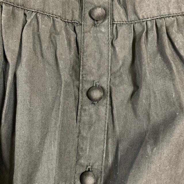 Lochie(ロキエ)の昭和レトロ前開きロングスカート絞りデザインコットンフレアブラック古着 レディースのスカート(ロングスカート)の商品写真