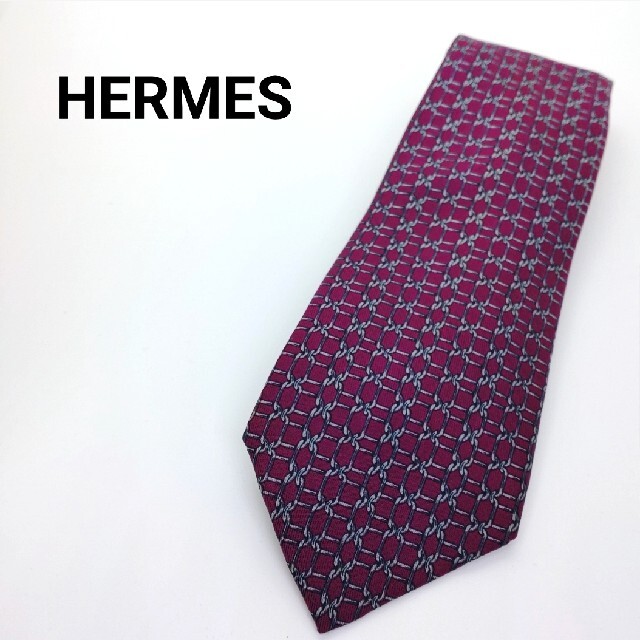 HERMES エルメス ネクタイ ハイブランド 高級 レッド　チェーン