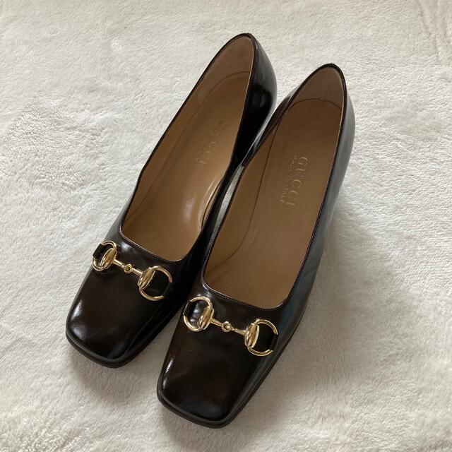 Gucci(グッチ)のOLD GUCCI パンプス ブラウン スクエア　ホースビット レディースの靴/シューズ(ハイヒール/パンプス)の商品写真