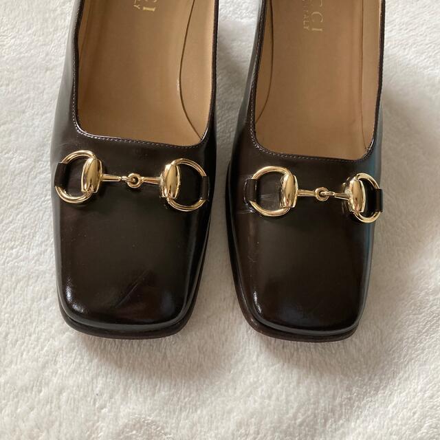 Gucci(グッチ)のOLD GUCCI パンプス ブラウン スクエア　ホースビット レディースの靴/シューズ(ハイヒール/パンプス)の商品写真