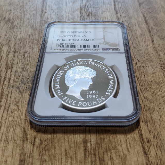 1999年　ダイアナ妃　追悼記念　シルバー　銀貨　NGC　イギリス