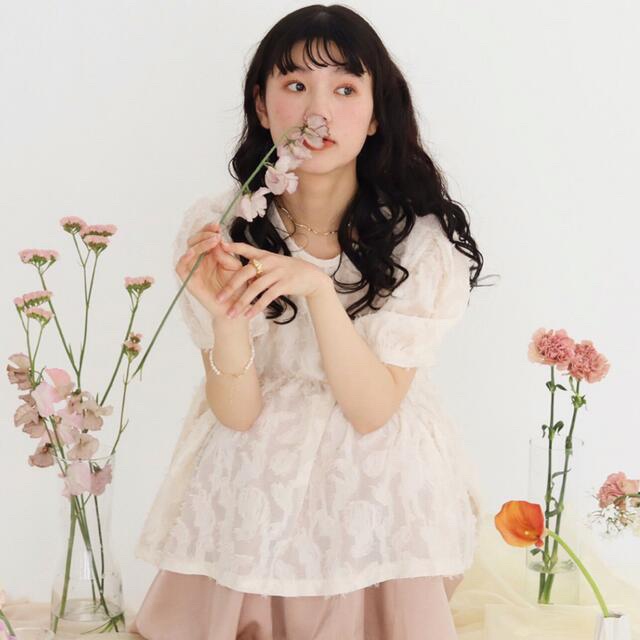 muguet ミュゲ peplum washer flower blouse