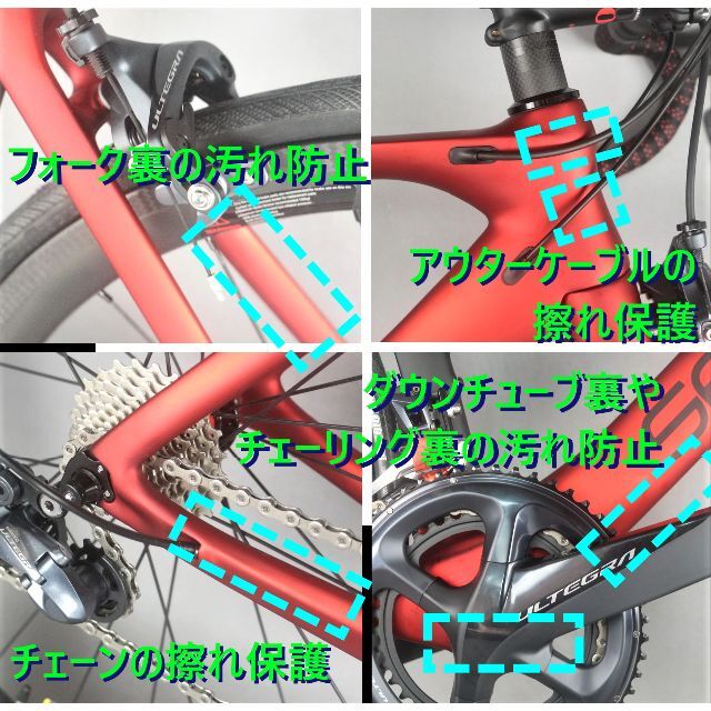 自転車 フレーム 保護シール 保護フィルム (艶消し黒)☆訳アリ