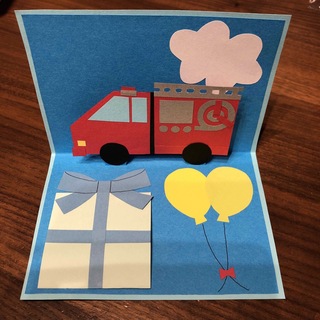 消防車　ポップアップカード　ハンドメイド(カード/レター/ラッピング)