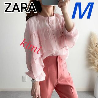 ザラ(ZARA)のZARA　完売済　(Ｍ　ライトピンク)　フリルロマンティックブラウス(シャツ/ブラウス(長袖/七分))