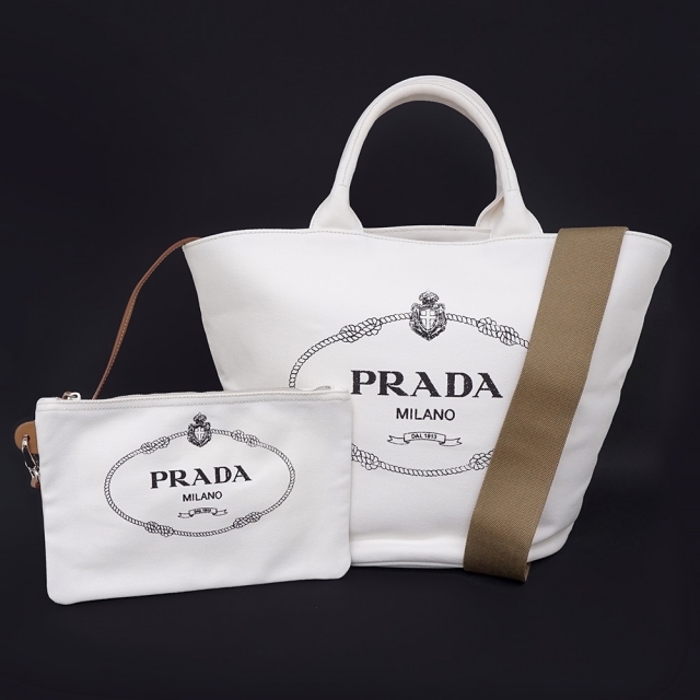 公式の  PRADA （新品・未使用品） 白 ハンドバッグ 2WAY カナパ プラダ - ハンドバッグ