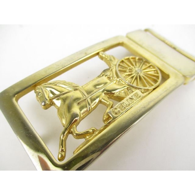 セリーヌ ヴィンテージ ロゴ 馬車 ベルト バックル イタリア製 ゴールド 1