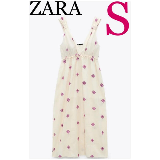ZARA 【完売/入手困難】ZARA エンブロイダリー ラスティック ワンピース Sの通販 by MT 美品♡ZARA 完売 ラスティックワンピース ロングワンピース ノースリーブ