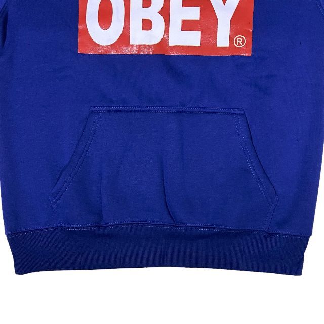 OBEY オベイ ブランドロゴ プルオーバーパーカー ブルー XXL - パーカー