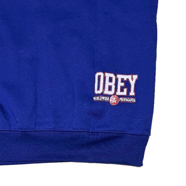 OBEY オベイ ブランドロゴ プルオーバーパーカー ブルー XXL 4