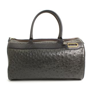 デルヴォー(DELVAUX)のデルボー  DELVAUX オーストリッチ ハンドバッグ ミニボストン ブラック 黒 （中古）(ハンドバッグ)