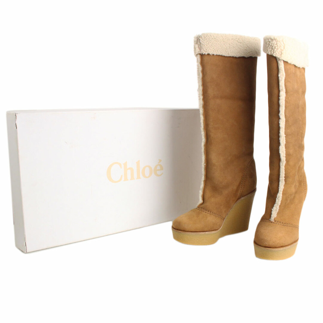 Chloe - クロエ ムートン ボア ロング ブーツ ブラウン 38(新品・未