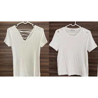 ザラ(ZARA)のZara T シャツ& VネックTシャツ(カットソー) トップスの2枚セット(Tシャツ(半袖/袖なし))