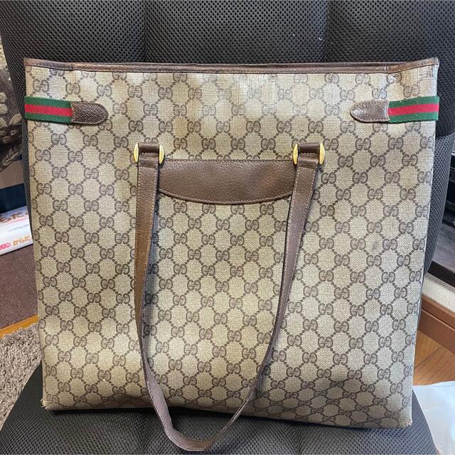 Gucci(グッチ)のOLD GUCCI オールドグッチ トートバッグ シェリーライン GG柄 茶色系 レディースのバッグ(トートバッグ)の商品写真