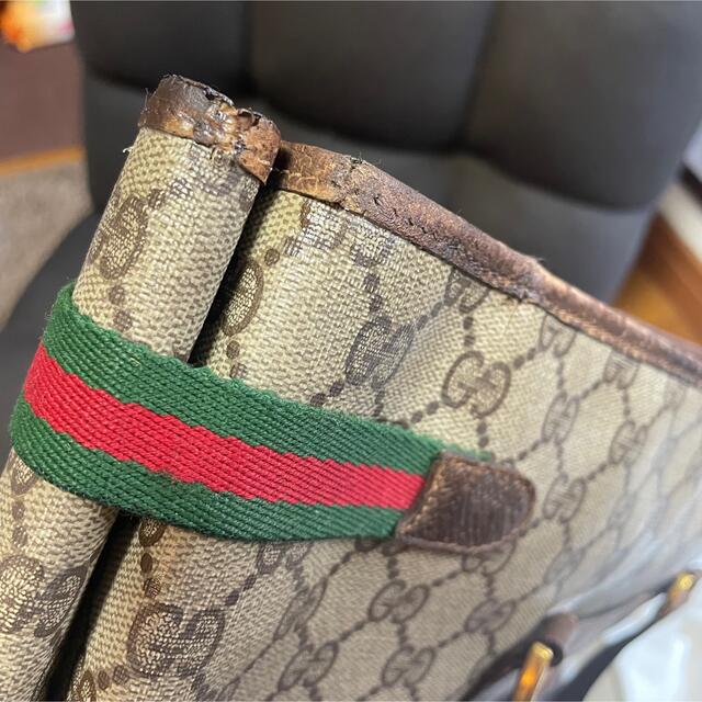 Gucci(グッチ)のOLD GUCCI オールドグッチ トートバッグ シェリーライン GG柄 茶色系 レディースのバッグ(トートバッグ)の商品写真