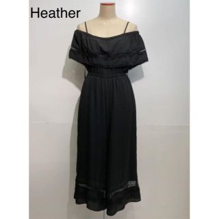 ヘザー(heather)のHeather レースオフショルサロペット(サロペット/オーバーオール)