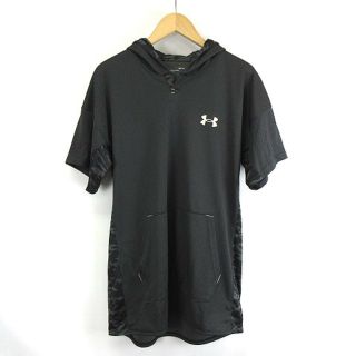 アンダーアーマー(UNDER ARMOUR)のUNDER ARMOUR ショートスリーブ フーディー  半袖 パーカー 黒 L(パーカー)