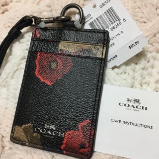 コーチ(COACH)の値下げ!送料込!新品COACHカードケース,フローラルプリント,ショッパー付(名刺入れ/定期入れ)